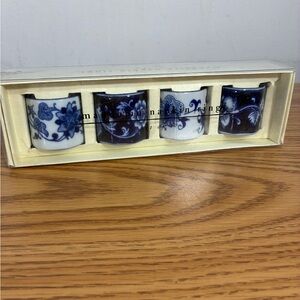 Pier 1 Porcelain Mandarin Napkin Rings Blue White